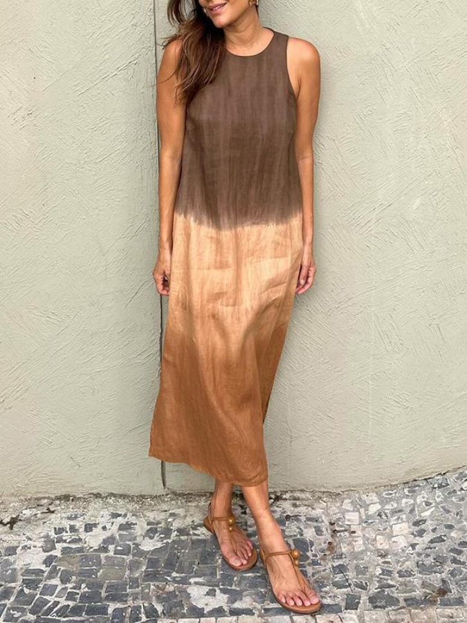 Elegant Tie-Dye Long Dress