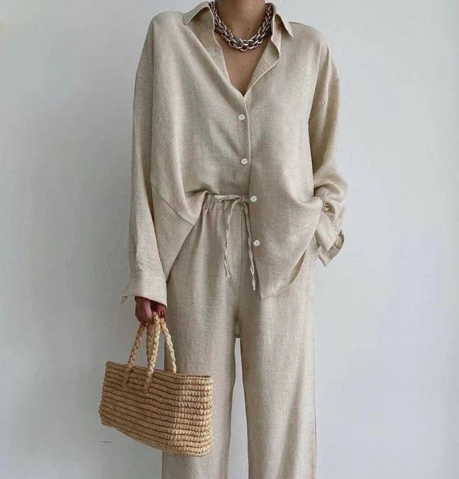 Lily™ - Oversized High Waist Two-Piece Linen Set