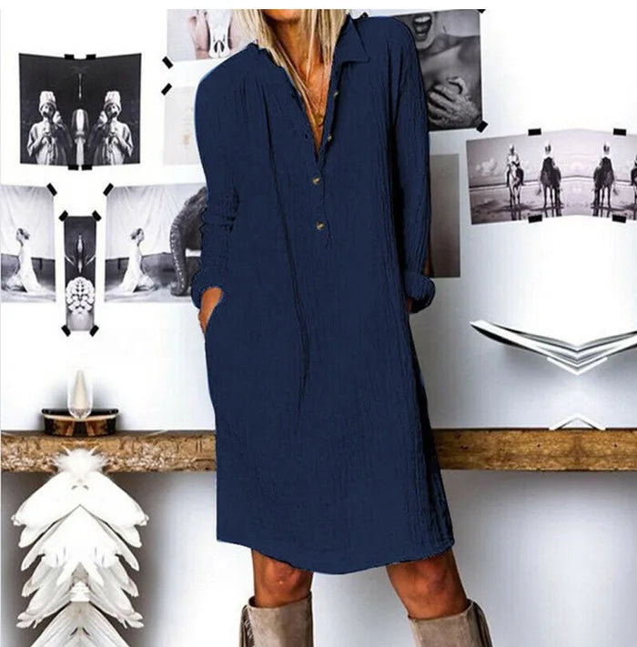 Matilda™ - Comfortable Cotton Linen Long Sleeve Dress