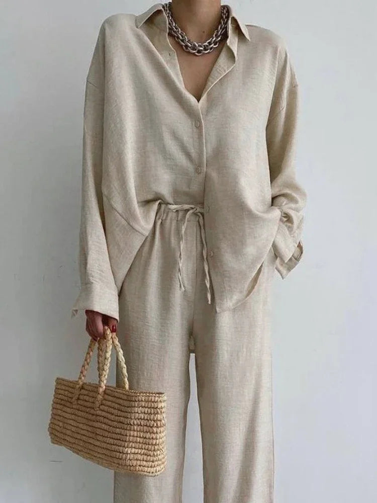 Lily™ - Oversized High Waist Two-Piece Linen Set