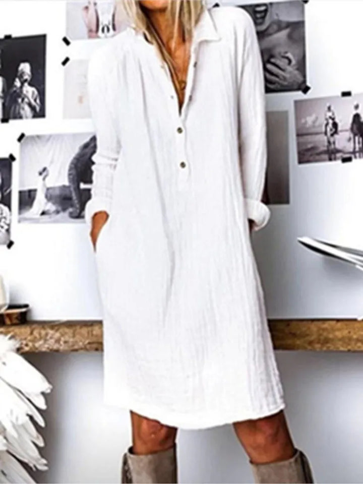 Matilda™ - Comfortable Cotton Linen Long Sleeve Dress