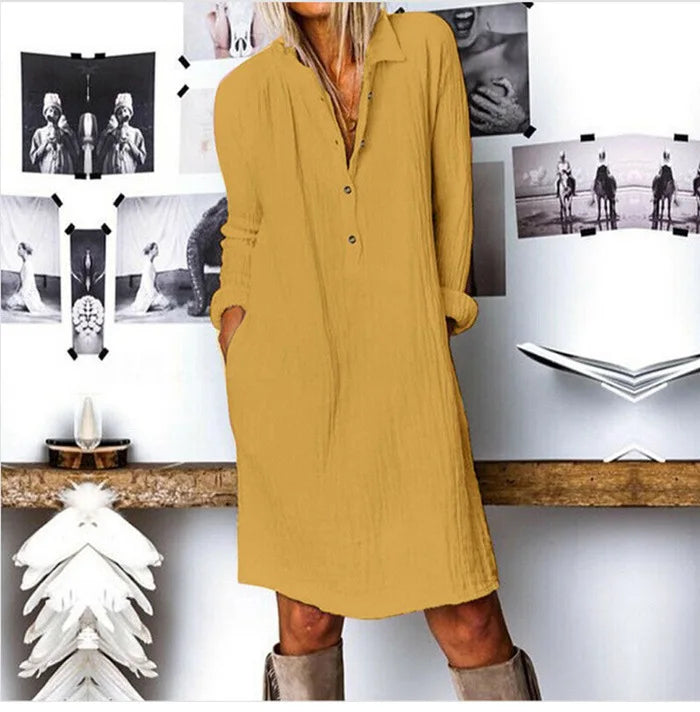 Matilda™ - Comfortable Cotton Linen Long Sleeve Dress