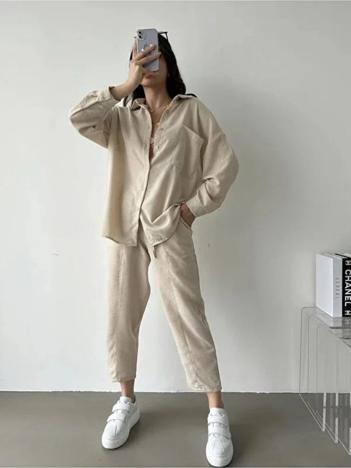 Lily™ - Oversized High Waist Two-Piece Linen Set