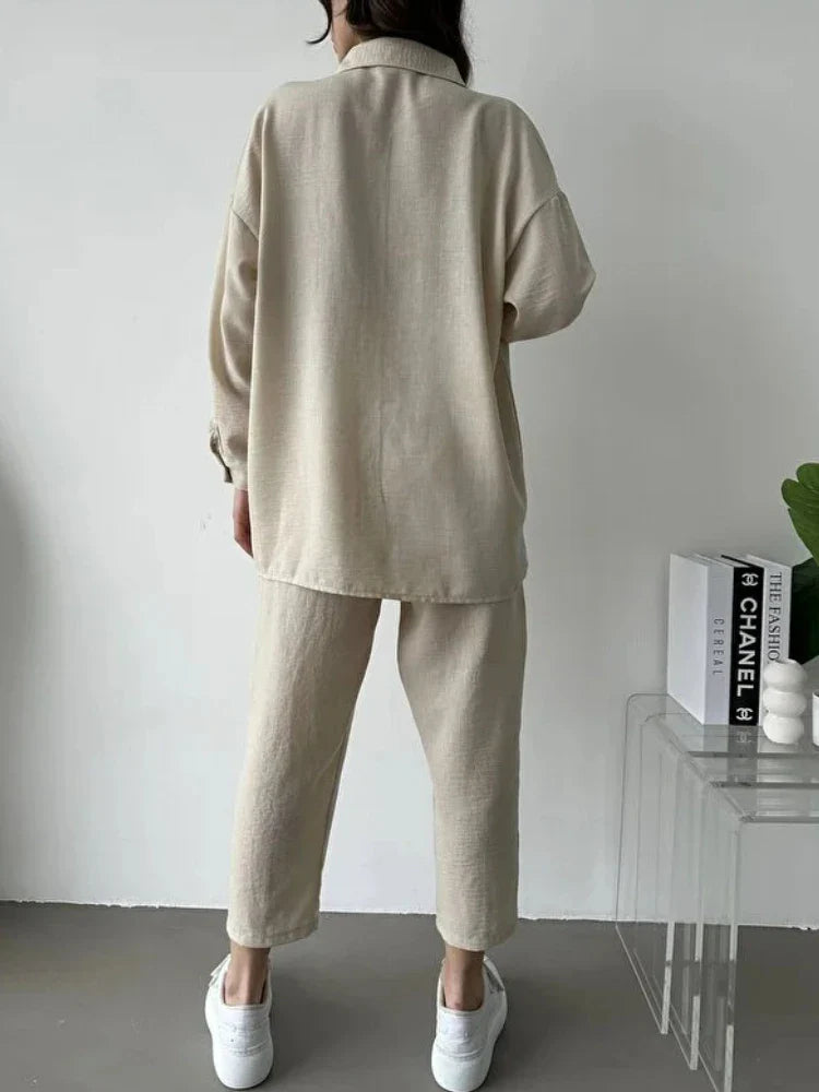 Lily™ - Oversized High Waist Two-Piece Linen Set