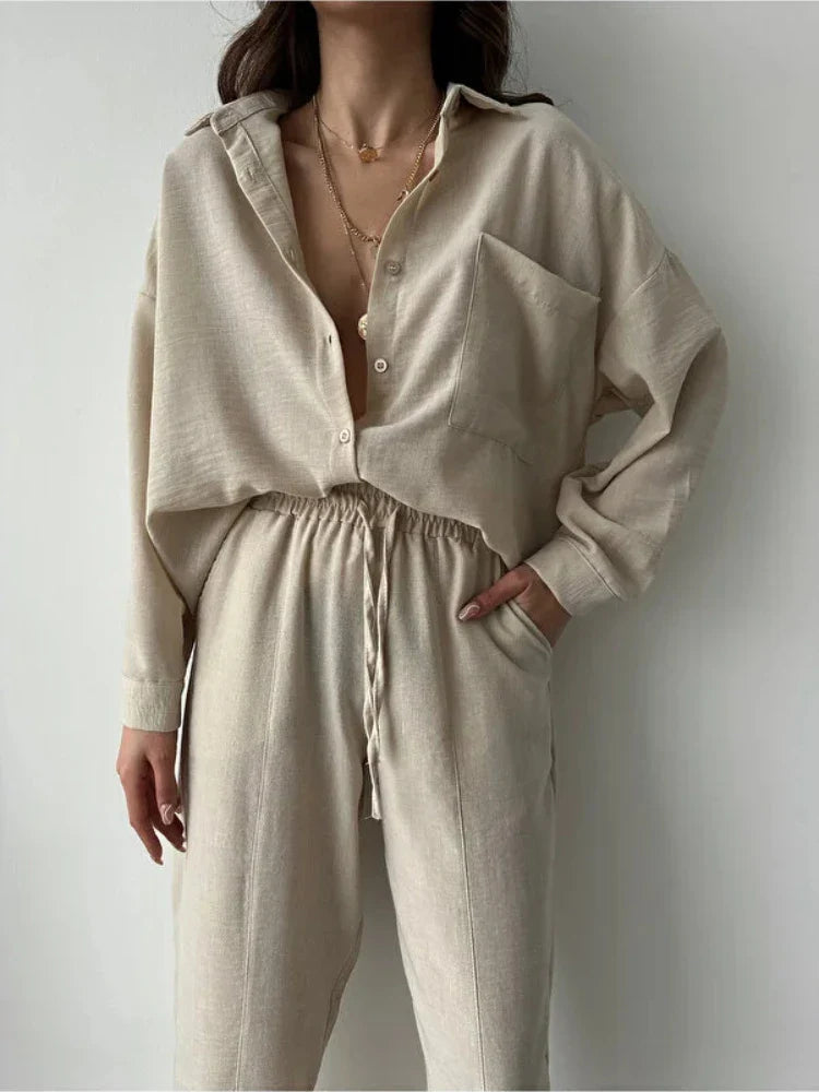 Lily™ - Oversized High Waist Two-Piece Linen Set