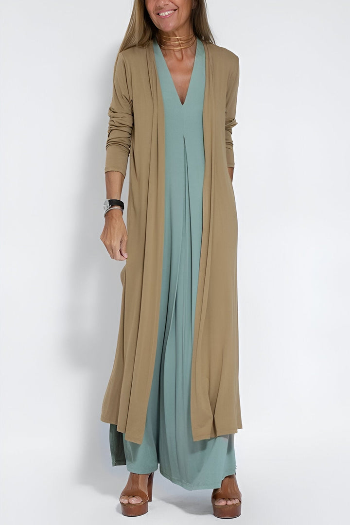 Hannah™ - Elegant Long Dress + Free Matching Cardigan