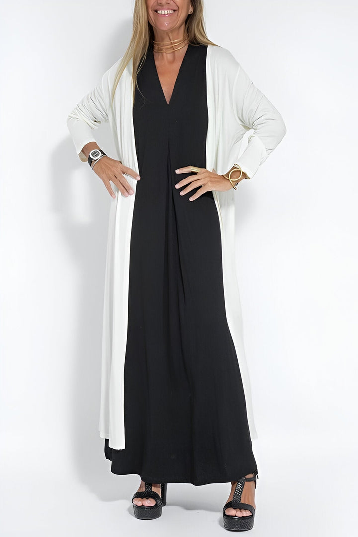 Hannah™ - Elegant Long Dress + Free Matching Cardigan