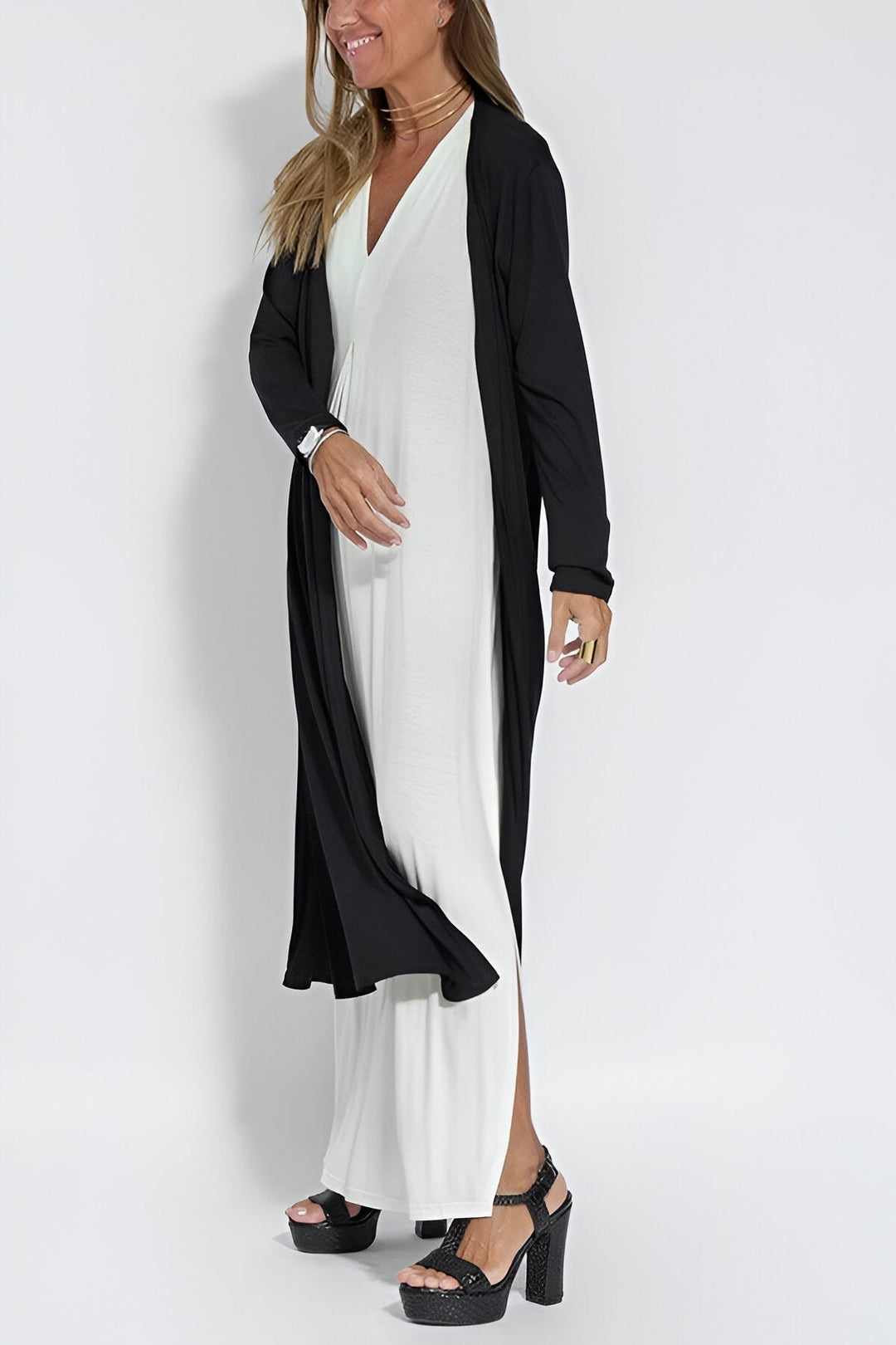 Hannah™ - Elegant Long Dress + Free Matching Cardigan