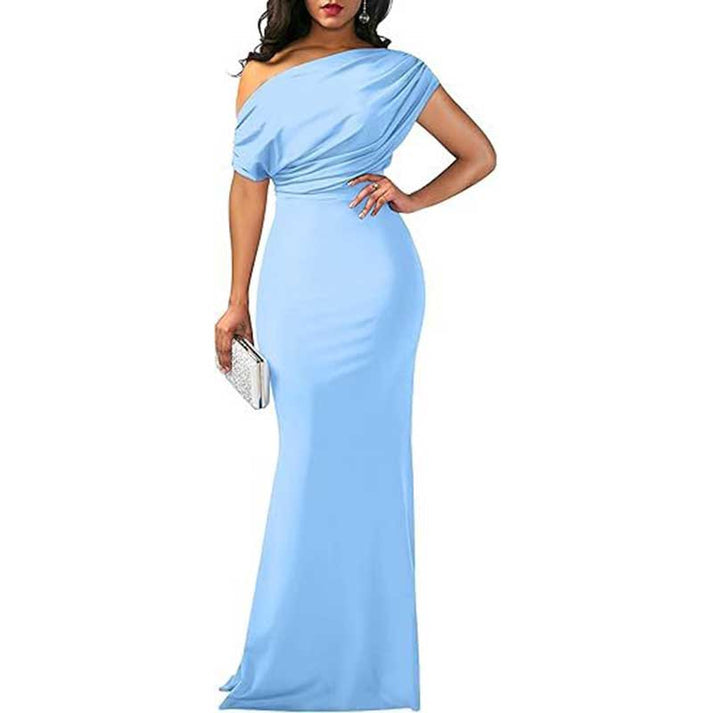 Christine - Elegant High-Neck Slit Dress